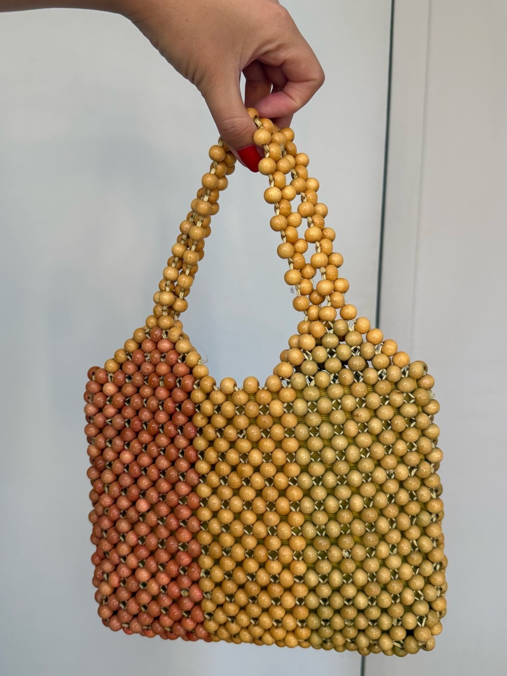 Vintage Wooden Beaded Purse